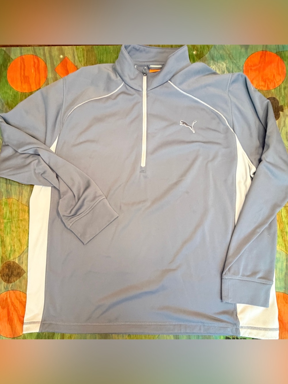 Puma Golf Warm Cell 1/4 Zip Pullover Gray White Mens XXL Long Sleeve Polyester M